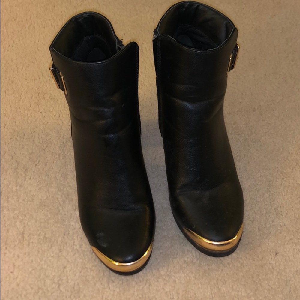 Black Bootie with gold hardware